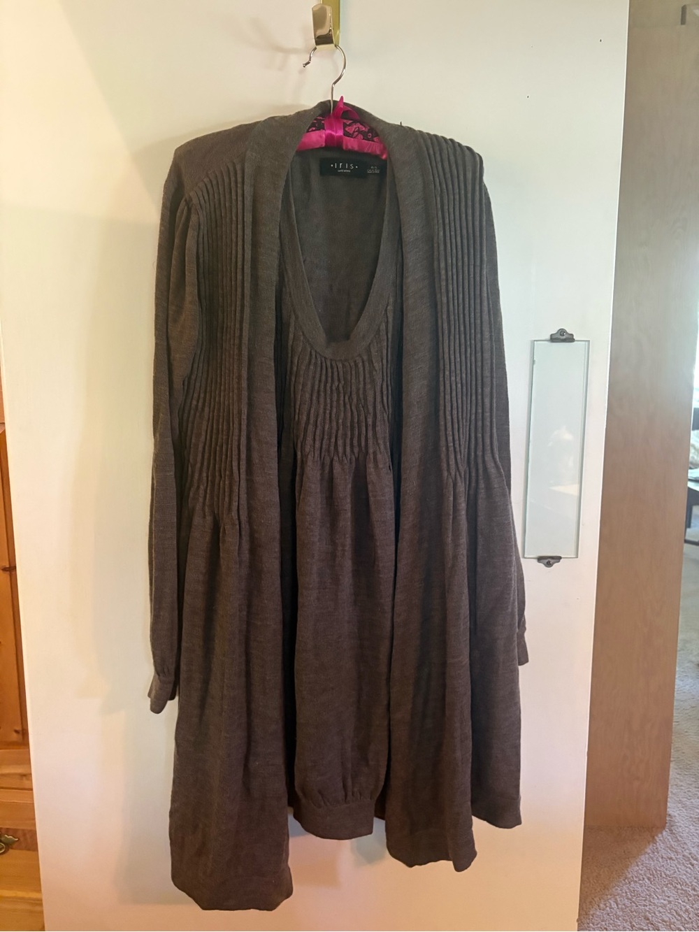 Wool sweater dress and matching cardigan